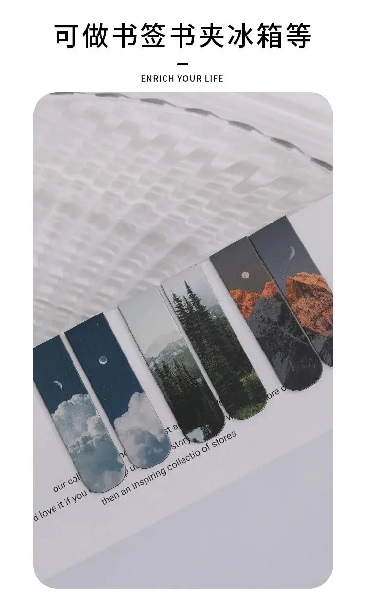 Marcapáginas magnético de paisaje forestal, 2 uds., para páginas, libros, lectores