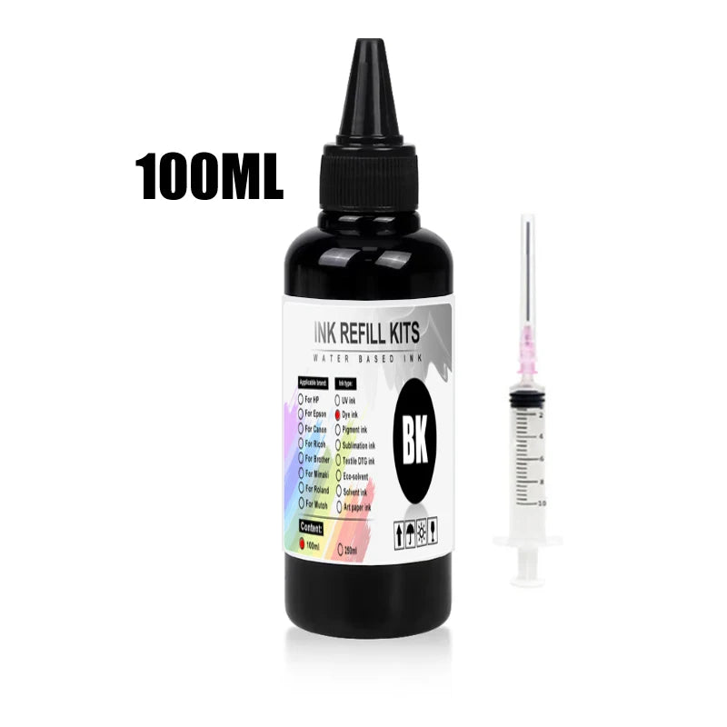 Kit de tinta de tinte Universal BK C M Y, 100ml, Compatible con HP, Canon, Epson, Brother, cartuchos de tanque de impresora de inyección de tinta de escritorio, CISS