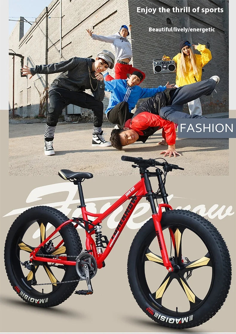 Bicicleta de montaña todoterreno 4.0 de velocidad variable con neumáticos ultraanchos y bicicletas para adultos que absorben los golpes