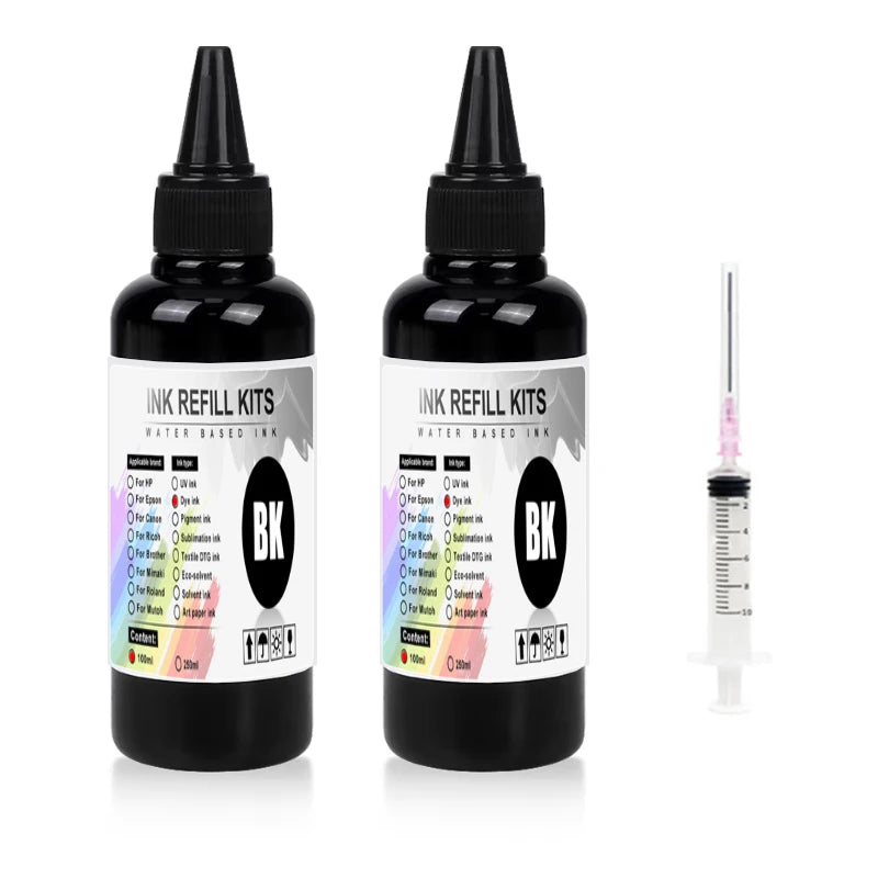 Kit de tinta de tinte Universal BK C M Y, 100ml, Compatible con HP, Canon, Epson, Brother, cartuchos de tanque de impresora de inyección de tinta de escritorio, CISS