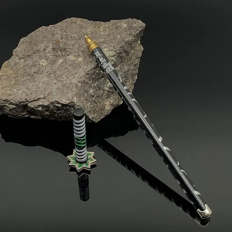 Bolígrafos de Gel Demon Slayer Nichirin Blade, bolígrafo de firma de Metal de Anime de 0,5mm, papelería negra, suministros escolares y de oficina, regalo de escritura