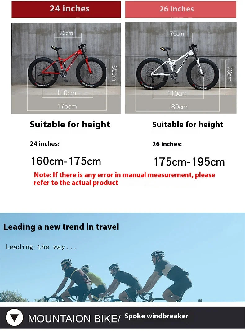 Bicicleta de Montaña todoterreno de velocidad Variable para playa, nieve, absorción de impacto, neumático Extra ancho 4,0 grande para adultos, bicicleta Unisex para estudiantes