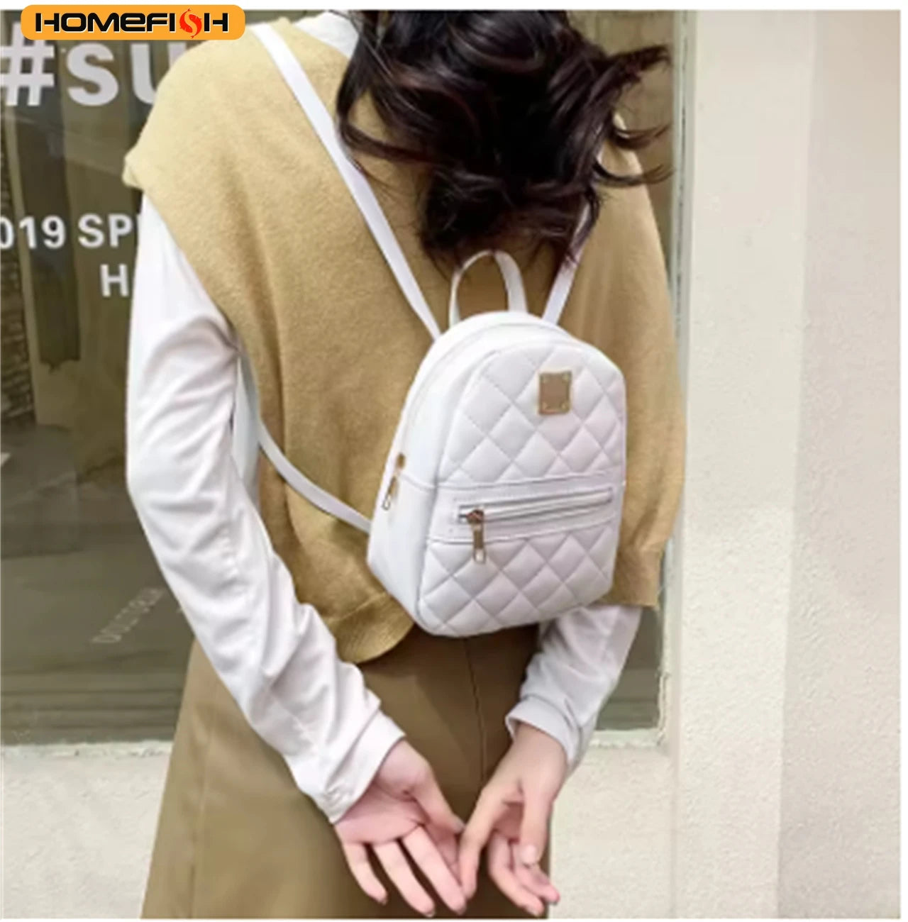 Bolso con patrón de cuadros en forma de rombo para mujer de HOMEFISH, mochila grande para ir al trabajo, bolso cruzado de hombro minimalista informal para teléfono móvil