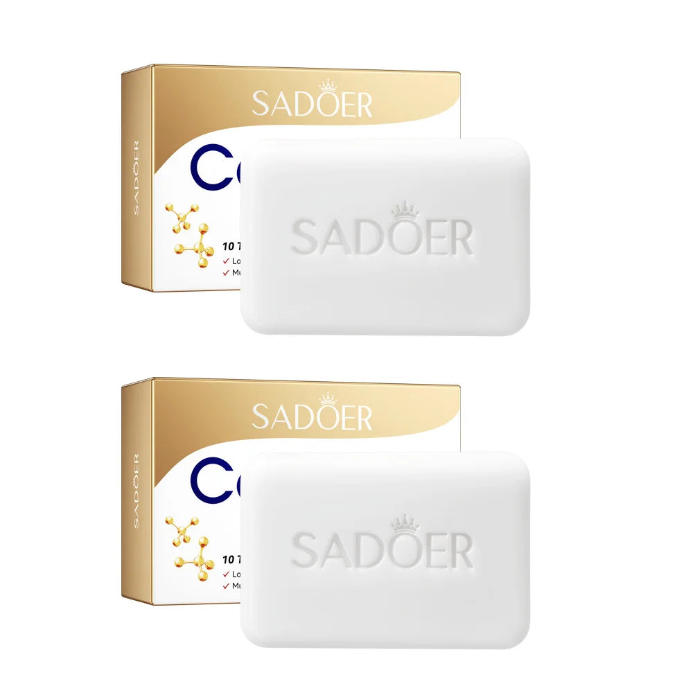 1/2/4 Uds SADOER colágeno hueso jabón Facial espuma de lavado de cara limpiador Facial hidratante Control de aceite baño corporal jabón hecho a mano