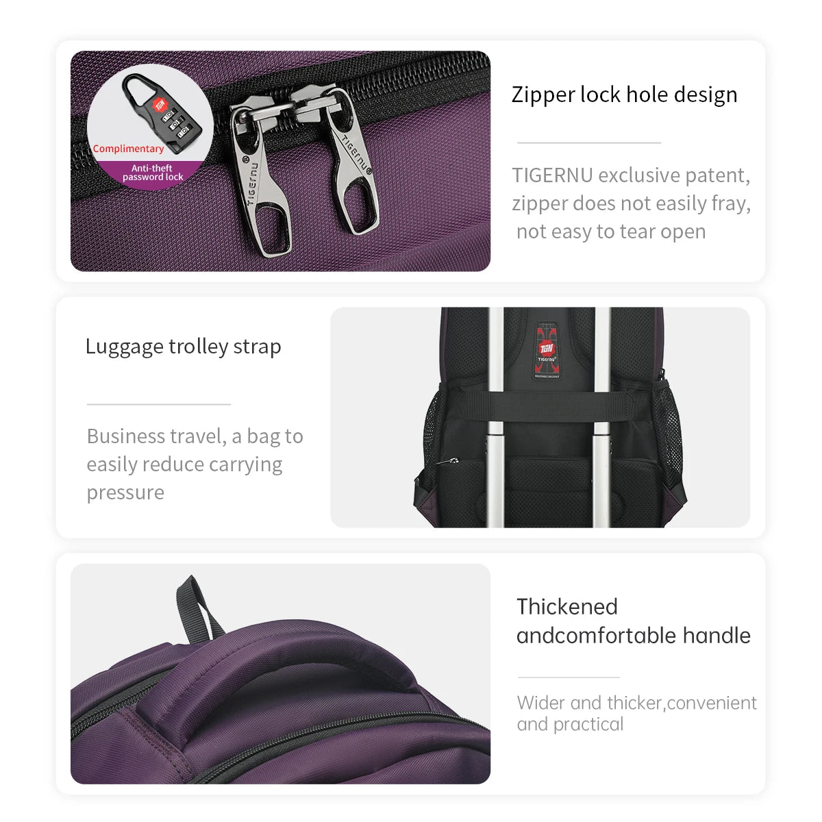 Tigernu, Mochilas de viaje informales de gran capacidad para mujer, mochila impermeable para ordenador portátil de 15,6 ", mochila escolar para mujer, Mochilas