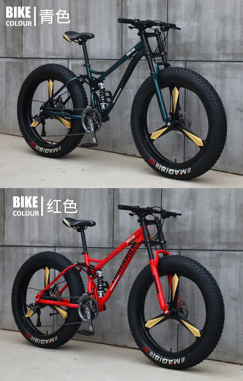Bicicleta de montaña todoterreno 4.0 de velocidad variable con neumáticos ultraanchos y bicicletas para adultos que absorben los golpes