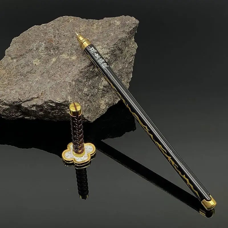 Bolígrafos de Gel Demon Slayer Nichirin Blade, bolígrafo de firma de Metal de Anime de 0,5mm, papelería negra, suministros escolares y de oficina, regalo de escritura
