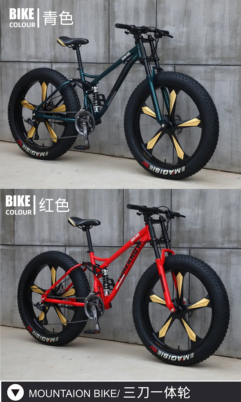 Bicicleta de montaña todoterreno 4.0 de velocidad variable con neumáticos ultraanchos y bicicletas para adultos que absorben los golpes