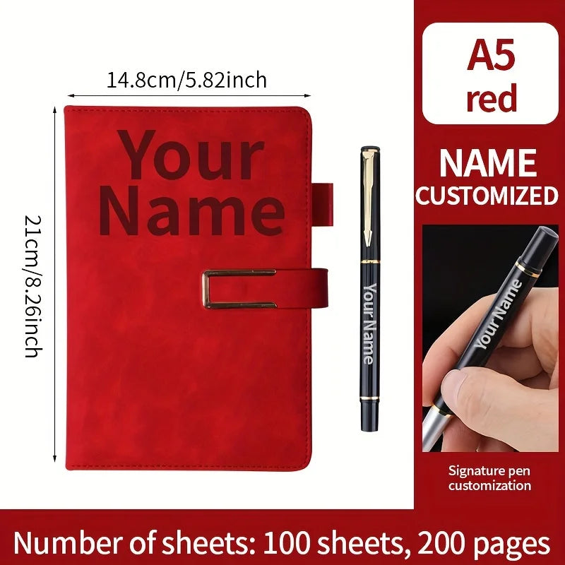 Cuaderno Retro A5 con nombre personalizado, cubierta de cuero suave, Agenda de 200 páginas para estudiantes, suministros de papelería escolar y de oficina de negocios a la moda
