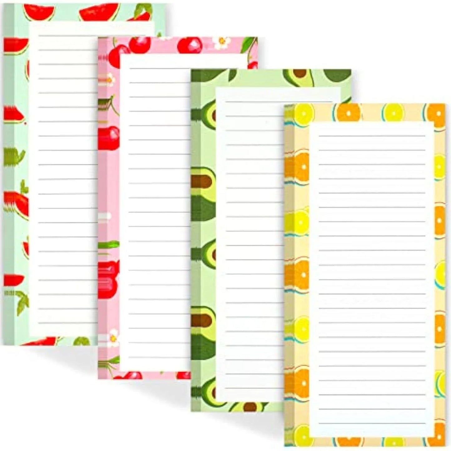 Bview Art 4 libros (200 piezas) Bloc de notas magnético rasgable - Pegatinas suaves para nevera con diseño de frutas para listas de compras y notas