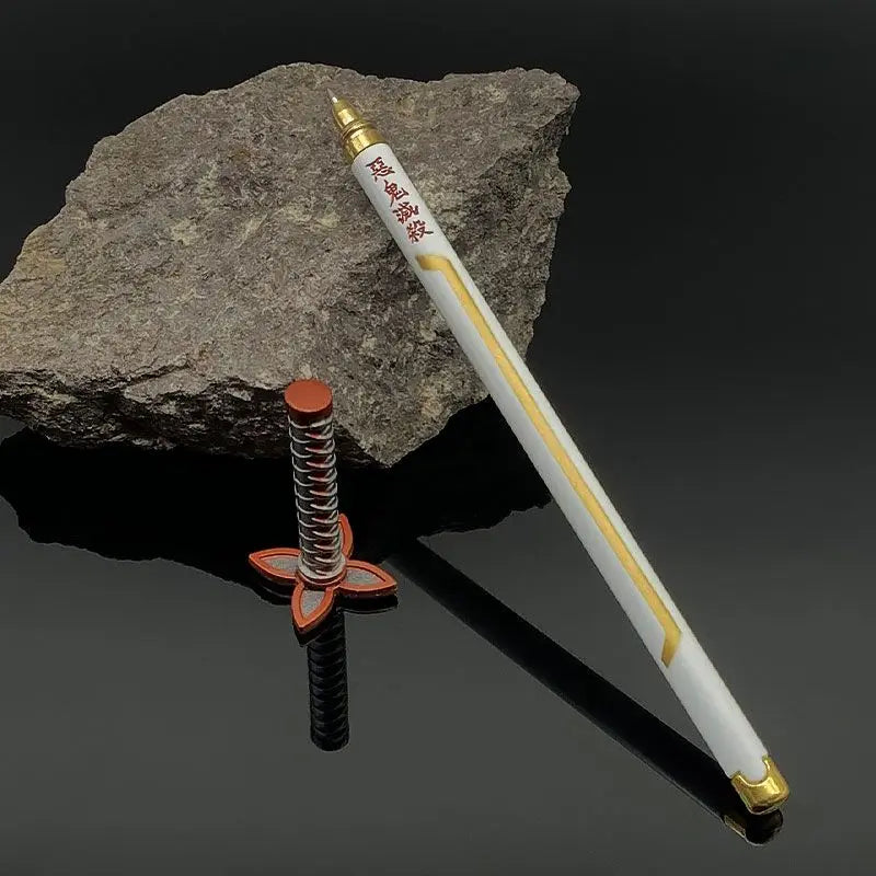 Bolígrafos de Gel Demon Slayer Nichirin Blade, bolígrafo de firma de Metal de Anime de 0,5mm, papelería negra, suministros escolares y de oficina, regalo de escritura