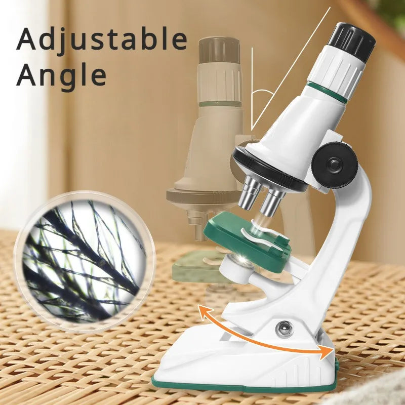 Kit de microscopio para niños, lupa portátil 200X-1200x, vástago de ciencia biológica, juguete, microscopio de bolsillo educativo escolar con luz LED