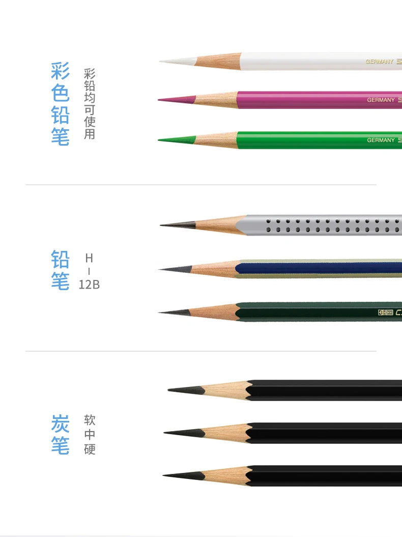Faber Castell-Sacapuntas de Punta larga para artistas, Manual para arte, lápices de carbón, dibujo, bocetos, puntos ajustables