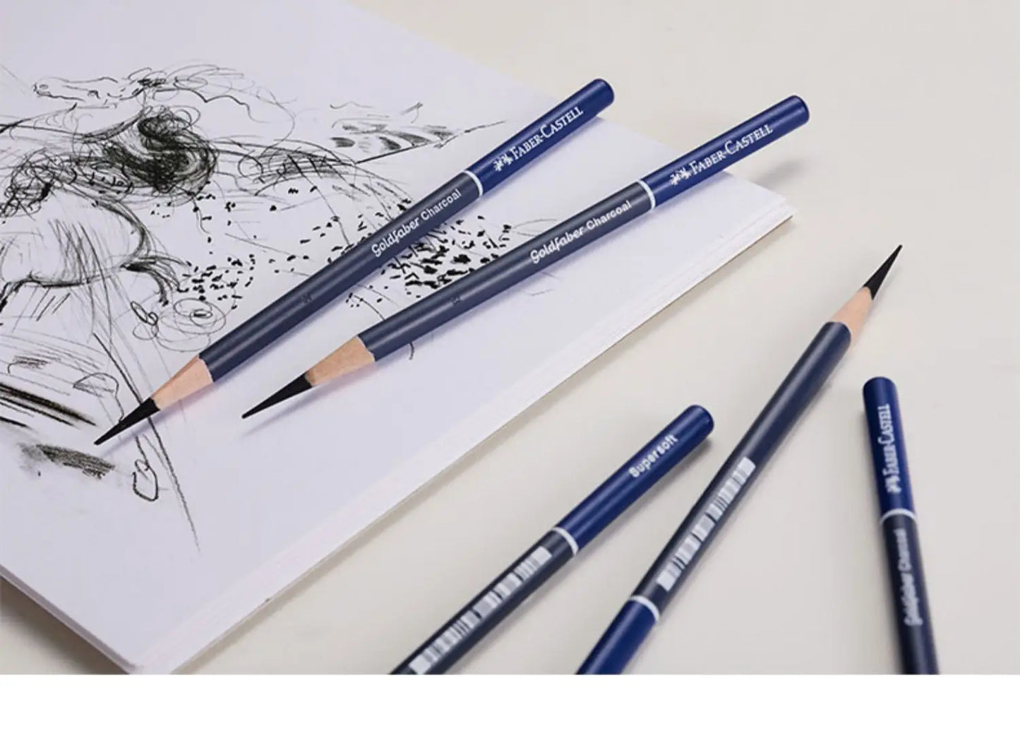 Juego de lápices de carbón profesionales Faber Castell, 5/12 piezas, lápices suaves, medianos y duros para dibujar, dibujar y sombrear