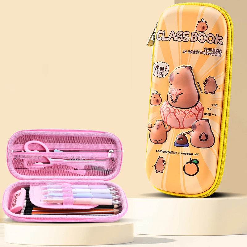 Estuche para lápices Capybara 3D, resistente a caídas, impermeable, útiles escolares para estudiantes, bolsa para bolígrafos multifunción de gran capacidad, papelería