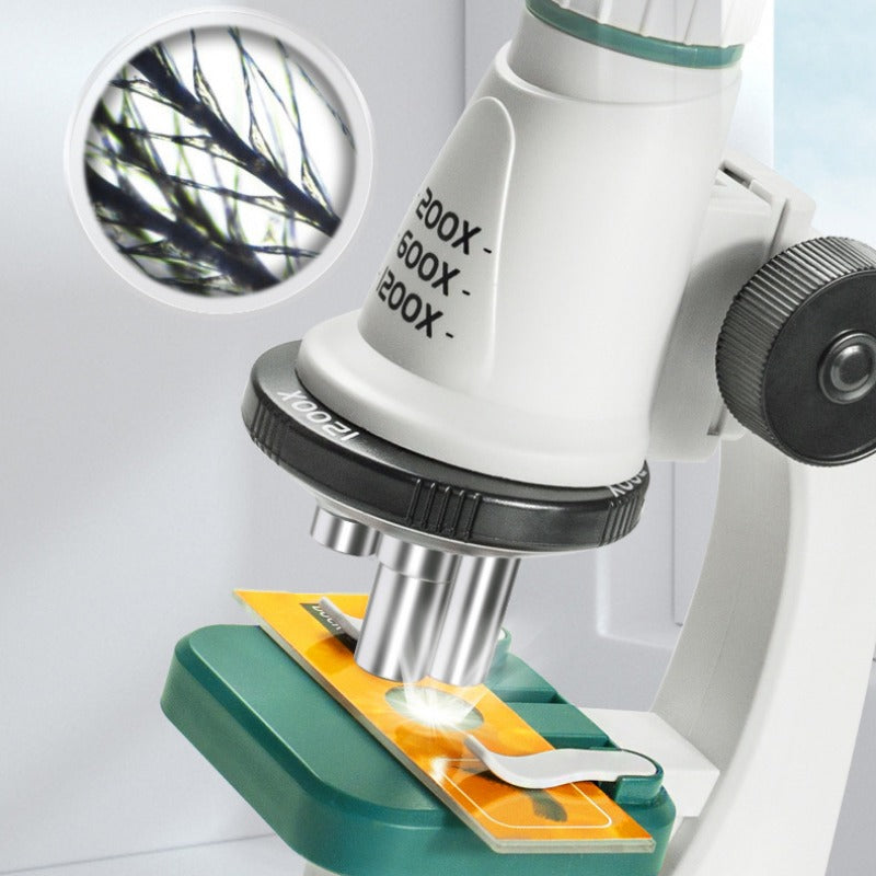 Kit de microscopio para niños, lupa portátil 200X-1200x, vástago de ciencia biológica, juguete, microscopio de bolsillo educativo escolar con luz LED