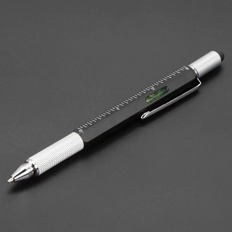 Bolígrafo multifuncional 7 en 1, lápiz capacitivo para pantalla táctil con destornillador, regla, medidor de nivel, bolígrafo recargable, herramienta
