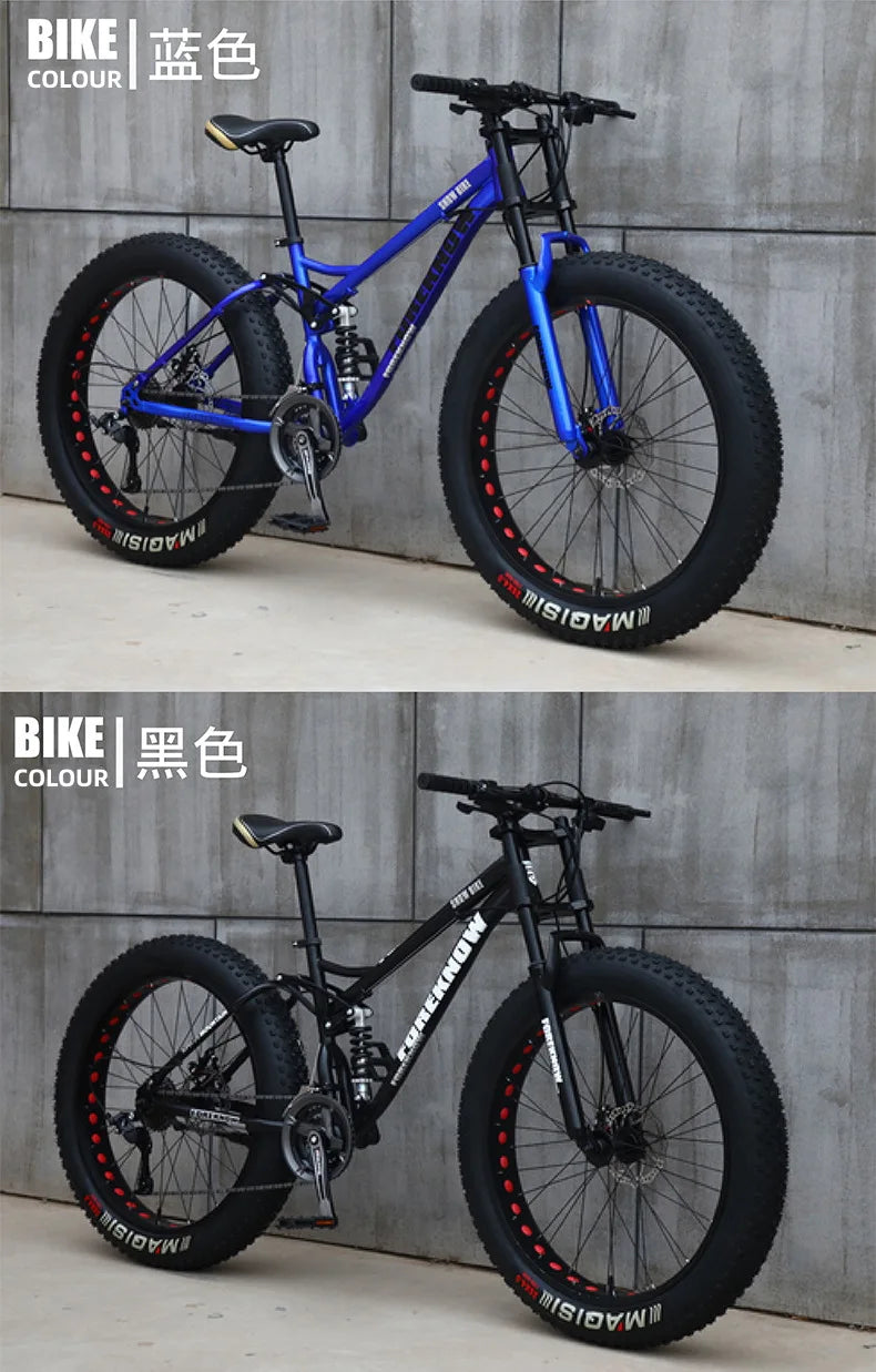Bicicleta de montaña todoterreno 4.0 de velocidad variable con neumáticos ultraanchos y bicicletas para adultos que absorben los golpes