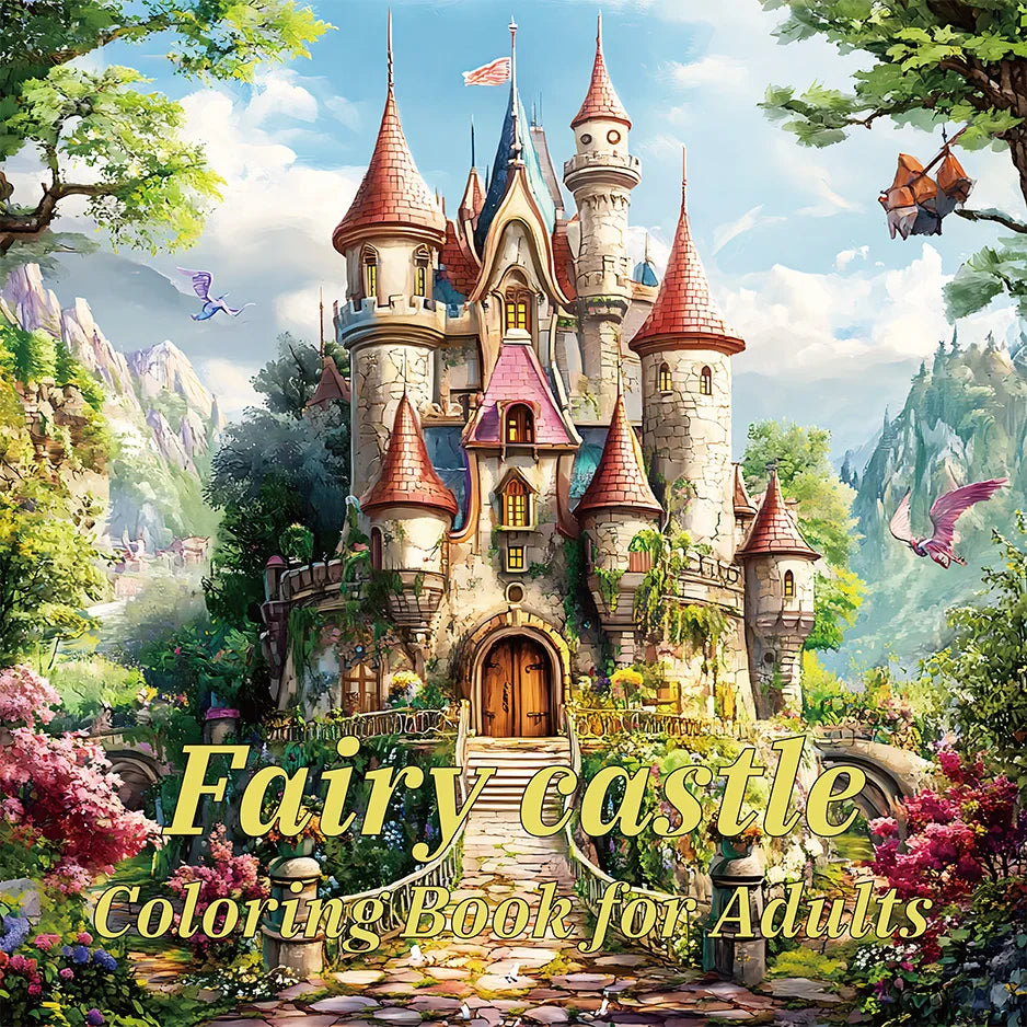Libro para colorear Castillo de hadas, regalo de 20 páginas para fiesta de cumpleaños, alivia el estrés, mata el tiempo, pintura de Graffiti, libro de dibujo artístico