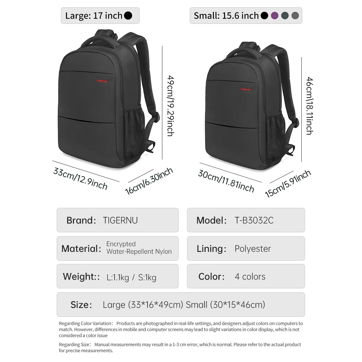 Tigernu, Mochilas de viaje informales de gran capacidad para mujer, mochila impermeable para ordenador portátil de 15,6 ", mochila escolar para mujer, Mochilas
