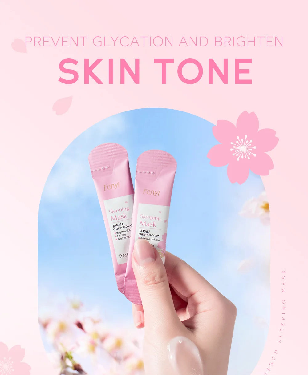 100 Uds Sakura mascarillas hidratantes para dormir crema de noche de viaje nutritiva Facial mejora la rugosidad y la sequedad productos para el cuidado de la piel