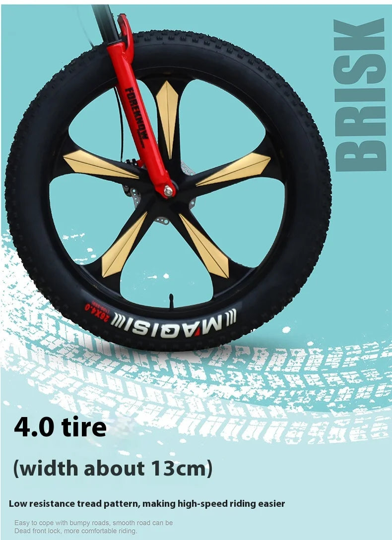 Bicicleta de Montaña todoterreno de velocidad Variable para playa, nieve, absorción de impacto, neumático Extra ancho 4,0 grande para adultos, bicicleta Unisex para estudiantes
