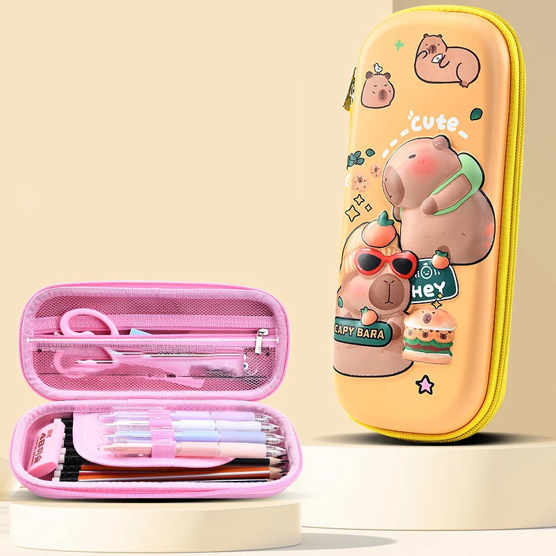Estuche para lápices Capybara 3D, resistente a caídas, impermeable, útiles escolares para estudiantes, bolsa para bolígrafos multifunción de gran capacidad, papelería