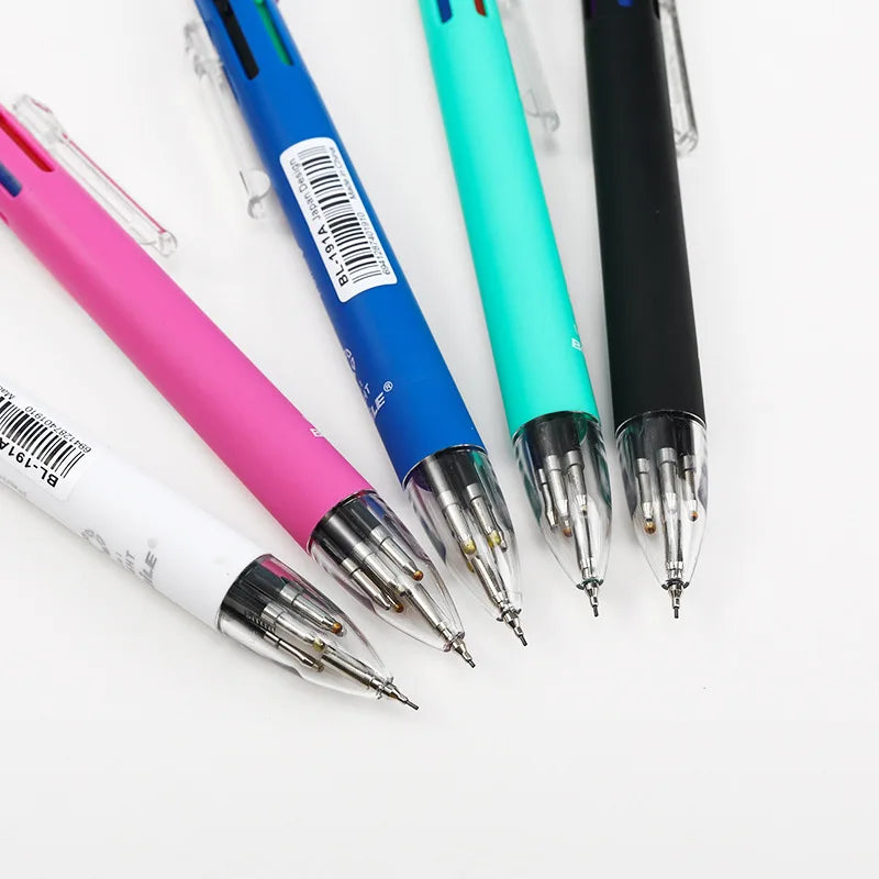 Bolígrafo Multicolor creativo 6 en 1, bolígrafos multifunción con personalidad, bolígrafos de prensa de seis colores, suministros para escuela y oficina