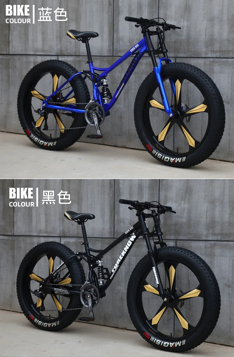 Bicicleta de montaña todoterreno 4.0 de velocidad variable con neumáticos ultraanchos y bicicletas para adultos que absorben los golpes