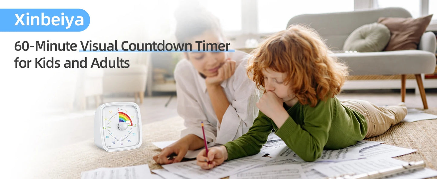 Yunbaoit temporizador Visual con luz nocturna, temporizador de cuenta atrás de 60 minutos para niños y adultos, temporizador de aula silencioso para el hogar, la escuela