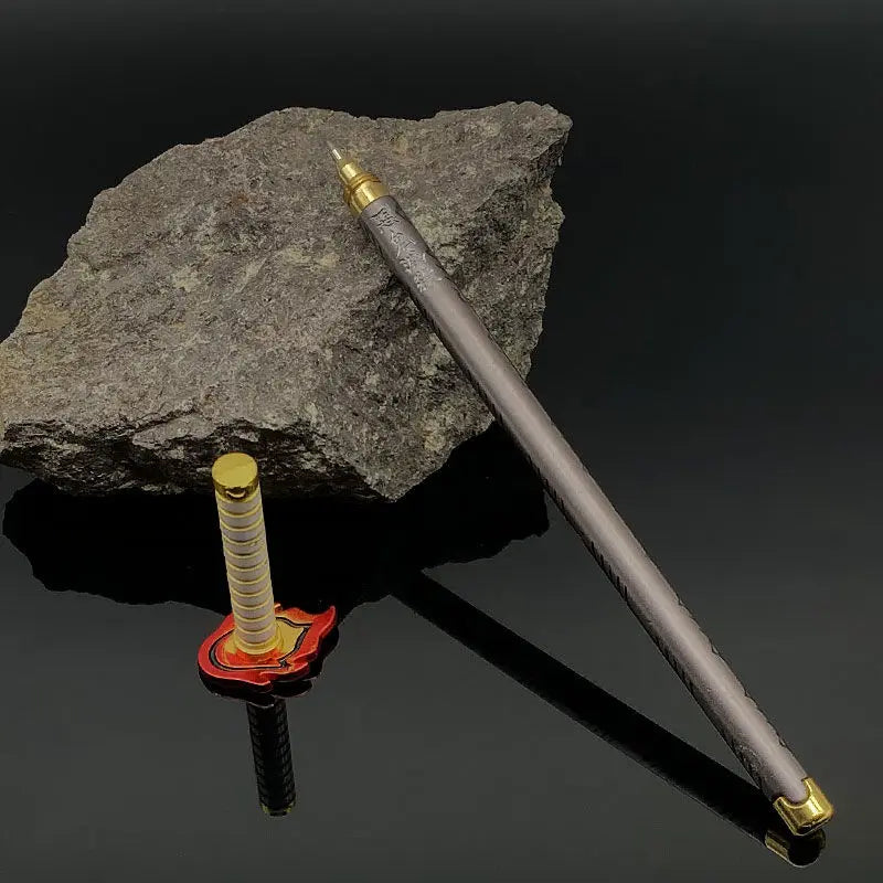 Bolígrafos de Gel Demon Slayer Nichirin Blade, bolígrafo de firma de Metal de Anime de 0,5mm, papelería negra, suministros escolares y de oficina, regalo de escritura