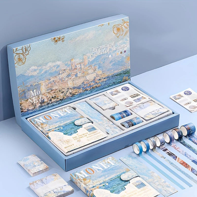 Exquisito conjunto de caja de regalo de 149 piezas de manual de Castillo antiguo, que incluye un manual, cinta washi, pegatinas decorativas, traje