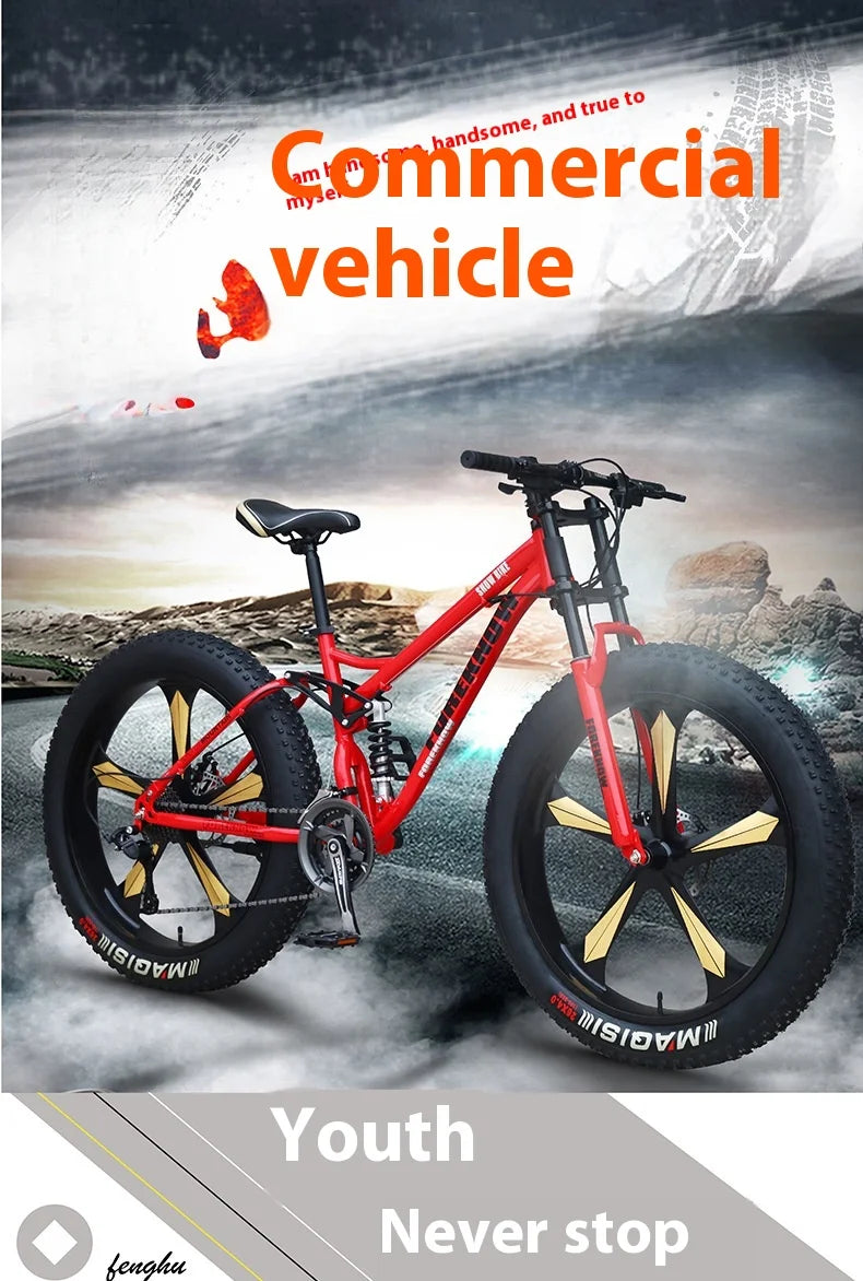 Bicicleta de montaña todoterreno 4.0 de velocidad variable con neumáticos ultraanchos y bicicletas para adultos que absorben los golpes