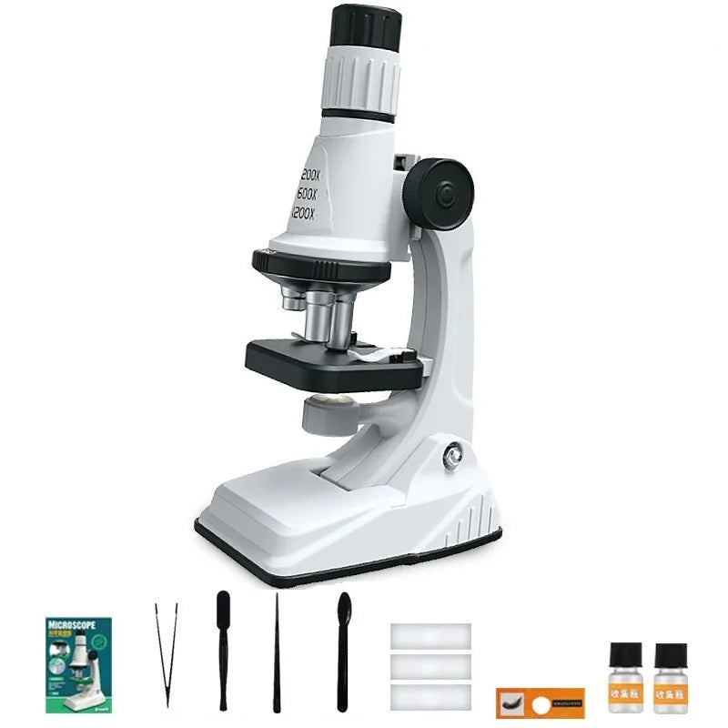 Kit de microscopio para niños, lupa portátil 200X-1200x, vástago de ciencia biológica, juguete, microscopio de bolsillo educativo escolar con luz LED