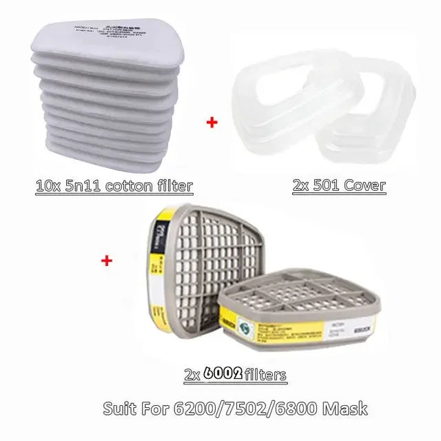 Caja de cartuchos 6001/6002/6004, juego de filtros de algodón 5N11 para máscaras de Gas y polvo de 3m, 6200/7502/6800, respirador de pulverización de pintura química