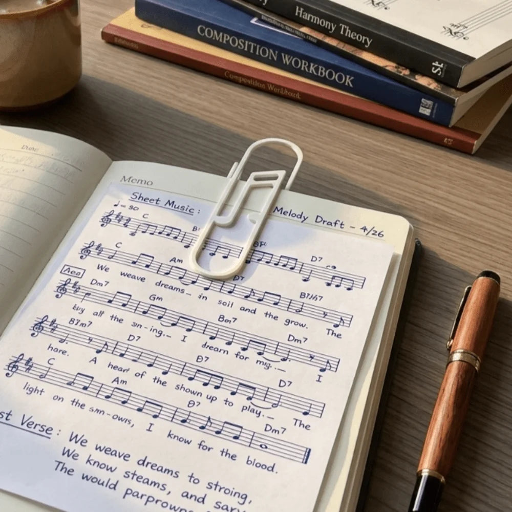 4 marcapáginas con notas musicales y partituras, adecuados para oficinas y estudios, diseño musical elegante, adecuados para libros y partituras