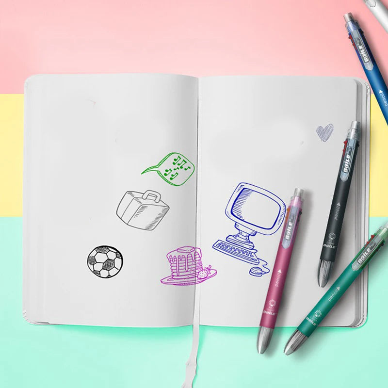 Bolígrafo Multicolor creativo 6 en 1, bolígrafos multifunción con personalidad, bolígrafos de prensa de seis colores, suministros para escuela y oficina
