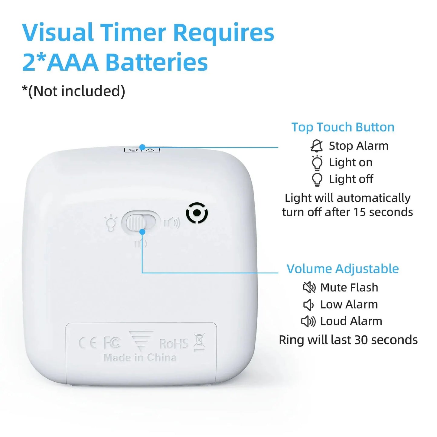 Yunbaoit temporizador Visual con luz nocturna, temporizador de cuenta atrás de 60 minutos para niños y adultos, temporizador de aula silencioso para el hogar, la escuela