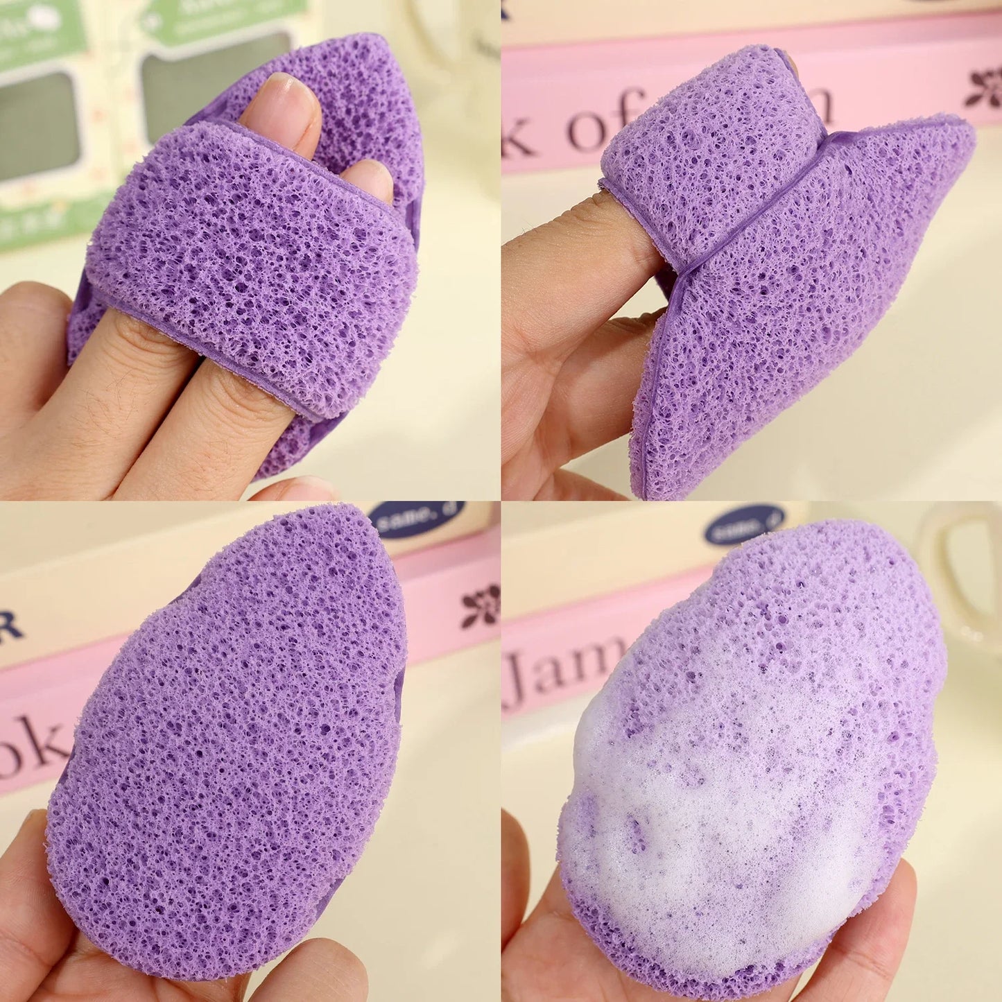 Esponja de limpieza exfoliante para lavado de cara, eliminador de espinillas, herramienta de espuma para maquillaje, limpieza profunda de poros, cuidado de la piel, 1-3 uds.