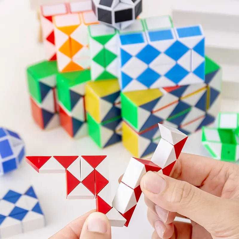 10 Uds. De regla mágica plegable de serpiente, rompecabezas, cubo antiestrés, juguete educativo, recuerdos de fiesta de cumpleaños para niños, bolsas de regalos, recompensa escolar de 21CM