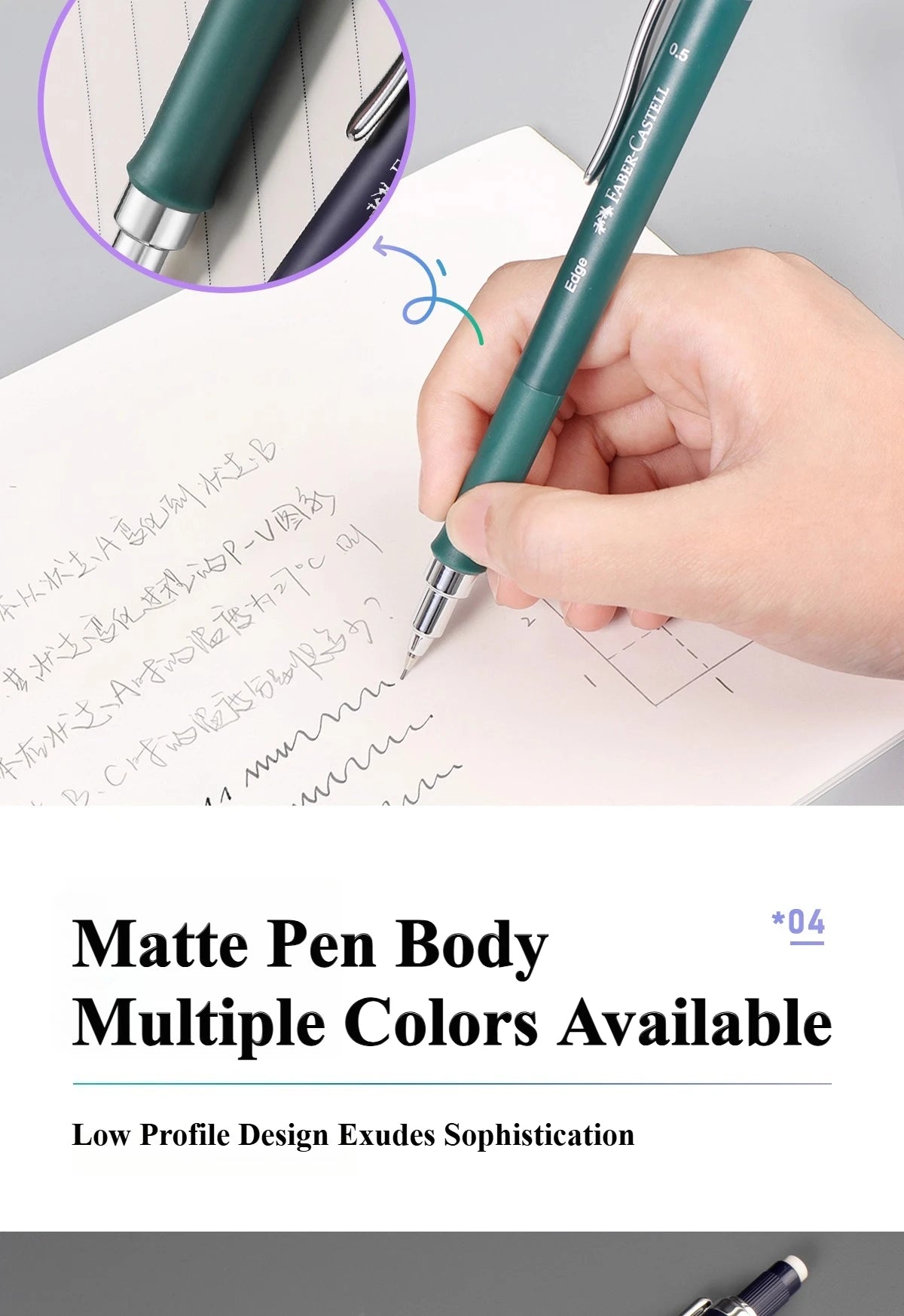 Lápiz mecánico FABER-CASTELL, lápiz de dibujo automático de 0,5 m con adhesivo de agarre suave, suministros escolares para estudiantes de escritura