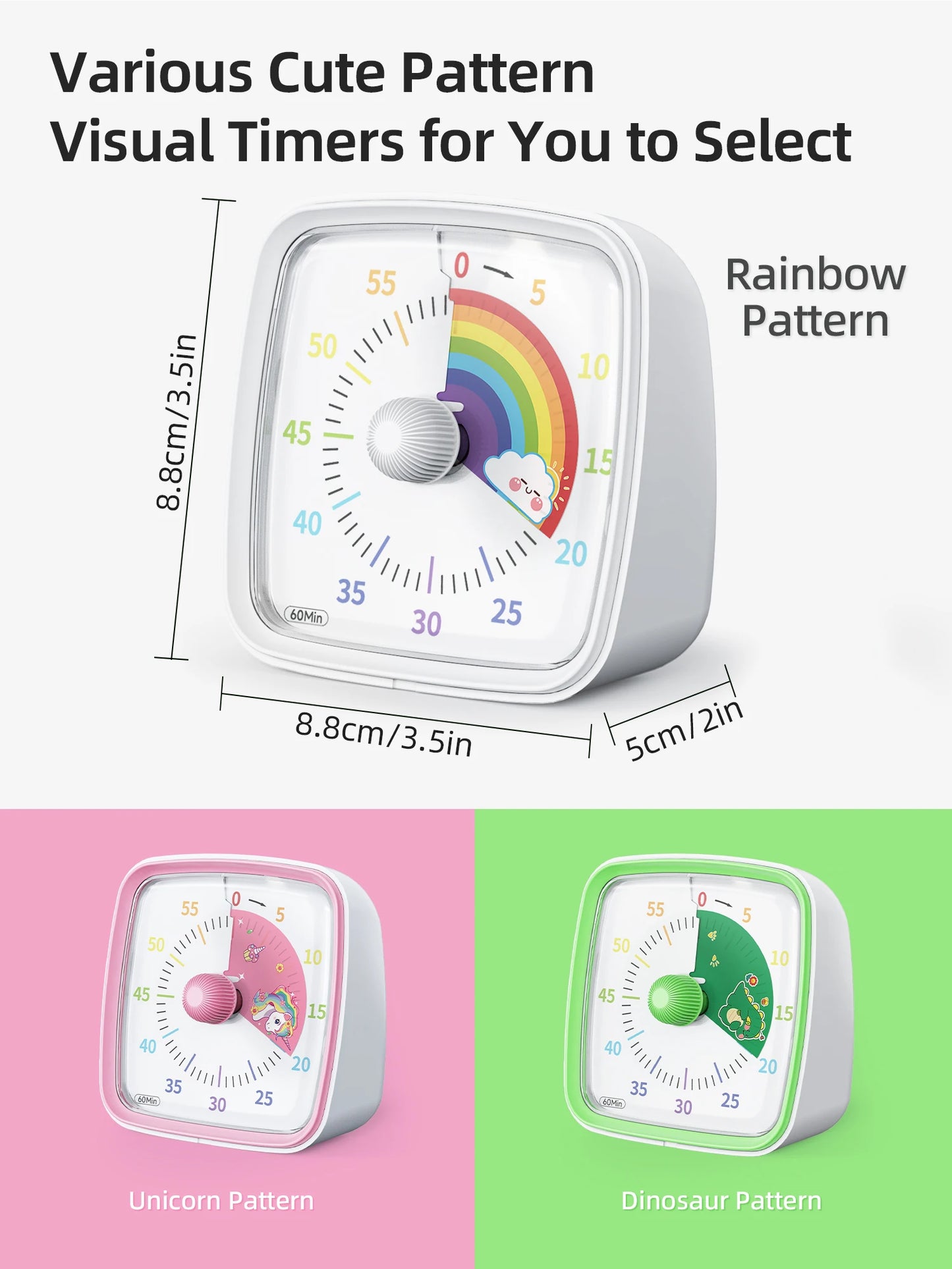 Yunbaoit temporizador Visual con luz nocturna, temporizador de cuenta atrás de 60 minutos para niños y adultos, temporizador de aula silencioso para el hogar, la escuela