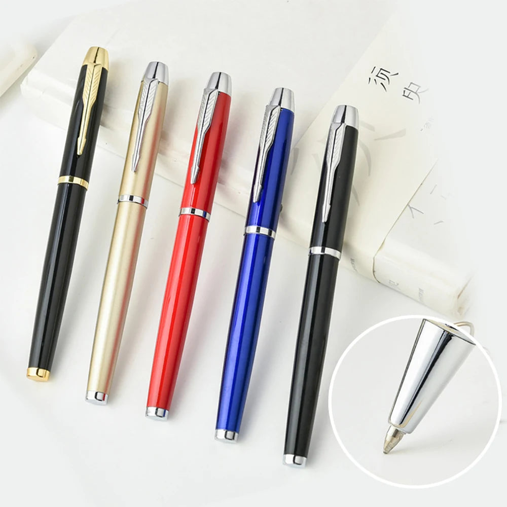 Bolígrafos Rollerball de firma de oficina de negocios de acero inoxidable de calidad de lujo, suministros de papelería para estudiantes de nueva escuela, bolígrafo