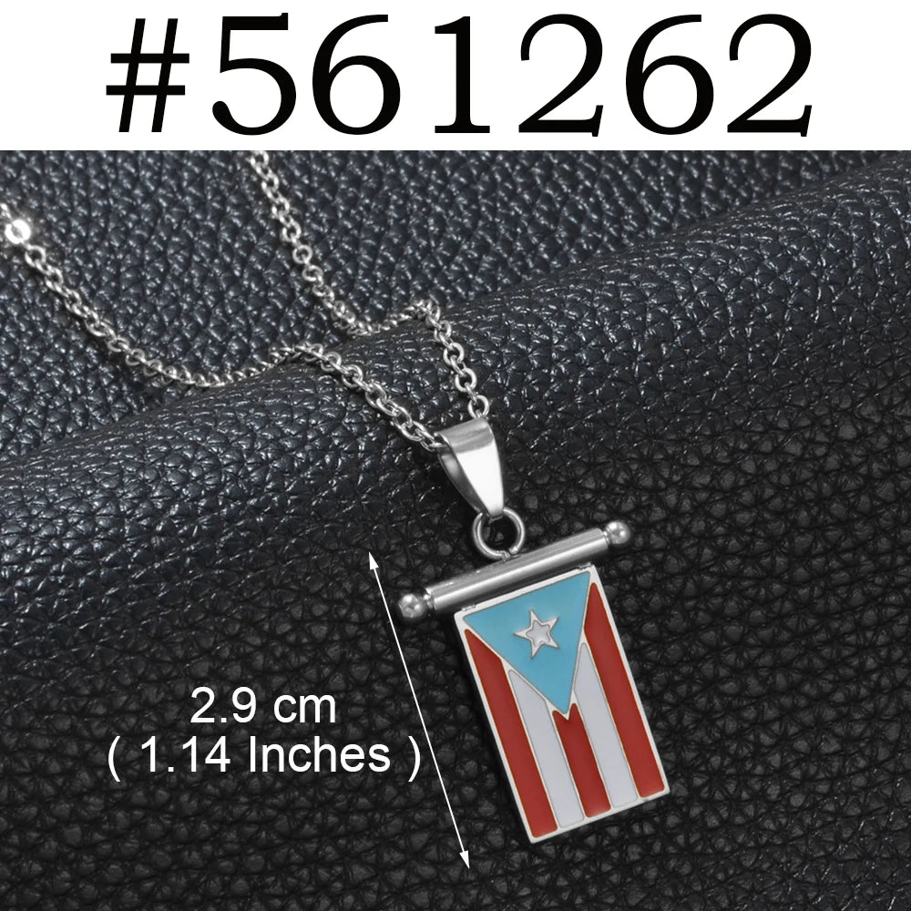 Puerto Rico mapa bandera flores máscaras Rana símbolo tradicional PR collares de hibisco para mujeres joyería de acero inoxidable # 574062