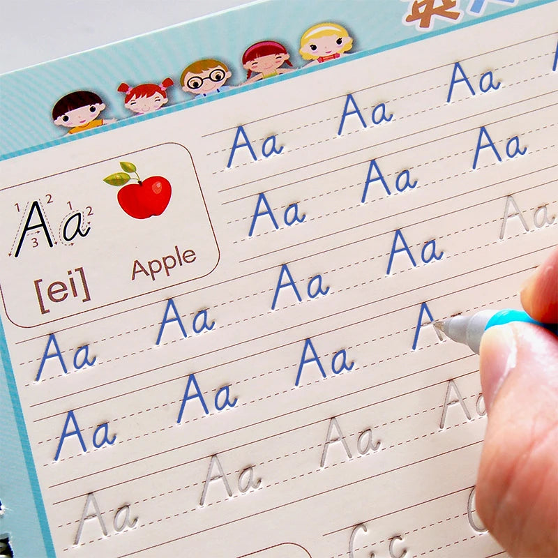 Cuaderno 3D reutilizable para niños, cuadernos de escritura a mano con números de caligrafía, libro de práctica de escritura de matemáticas para aprender a niños