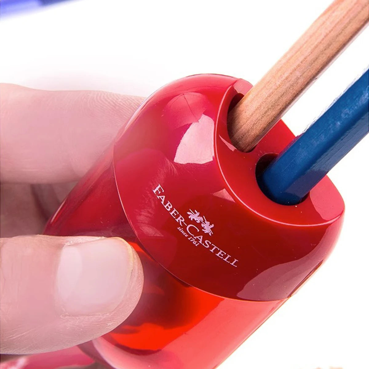 Sacapuntas FABER CASTELL, forma ovalada translúcida, gran capacidad de almacenamiento, fácil de enrollar, papelería artística fácil de pelar, 1 Uds.