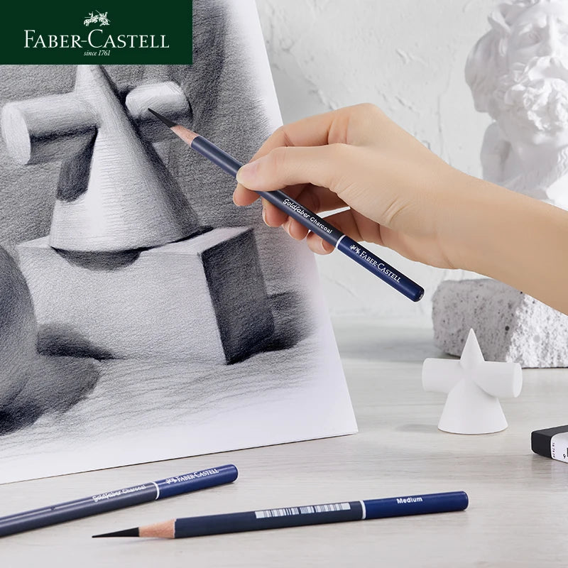 Juego de lápices de carbón profesionales Faber Castell, 5/12 piezas, lápices suaves, medianos y duros para dibujar, dibujar y sombrear