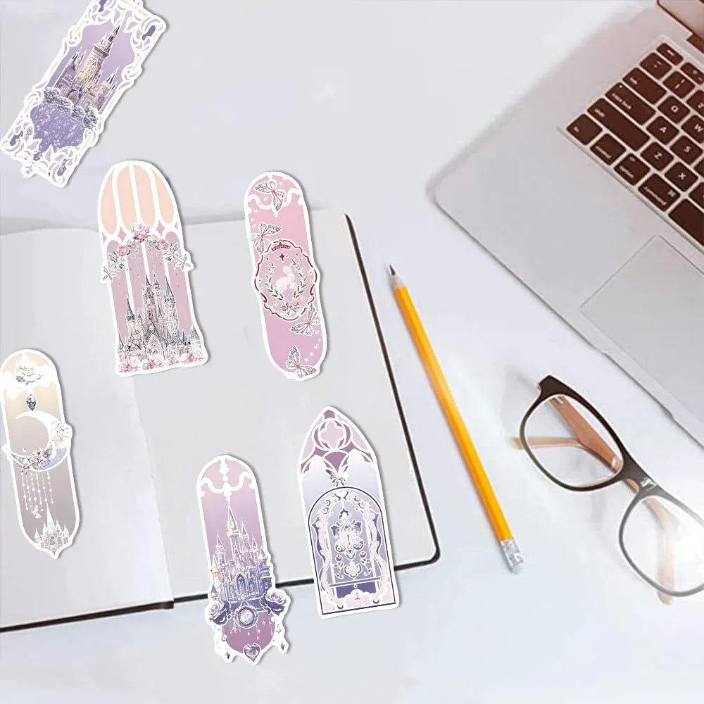 30 marcapáginas de Castillo de ensueño rosa, manuales pequeños y personalizados, marcapáginas de decoración de escritorio
