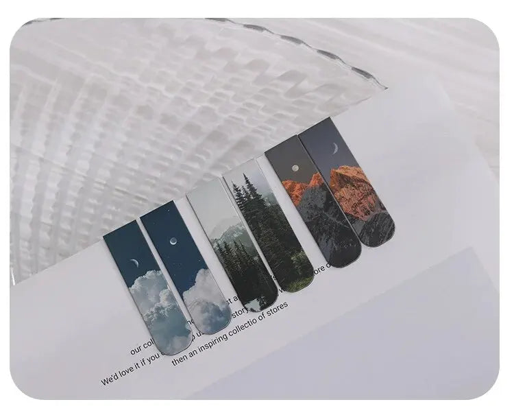 Marcapáginas magnético de paisaje forestal, 2 uds., para páginas, libros, lectores