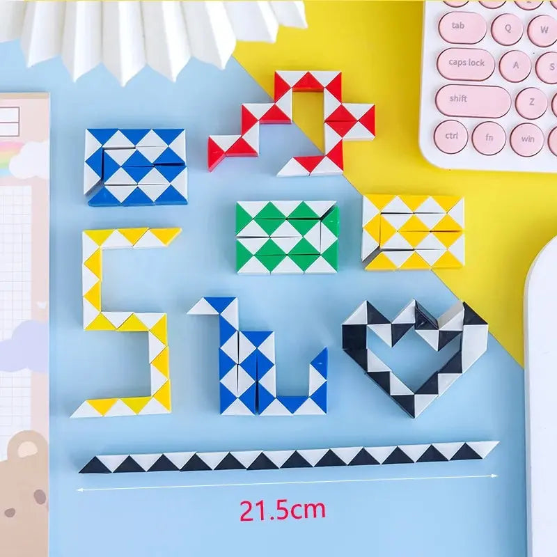 10 Uds. De regla mágica plegable de serpiente, rompecabezas, cubo antiestrés, juguete educativo, recuerdos de fiesta de cumpleaños para niños, bolsas de regalos, recompensa escolar de 21CM
